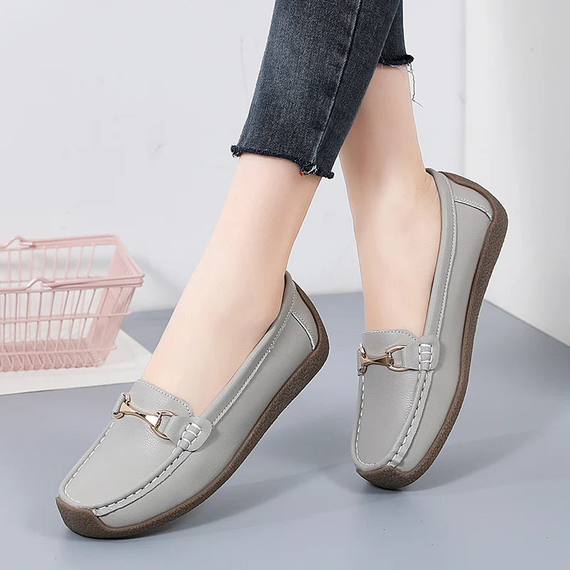 2024 neue Frauen Schuhe Wohnungen Leder Mokassins Turnschuhe Frau Casual Schuhe Slip-on Loafers Weibliche Boot Schuhe Große Größe 44