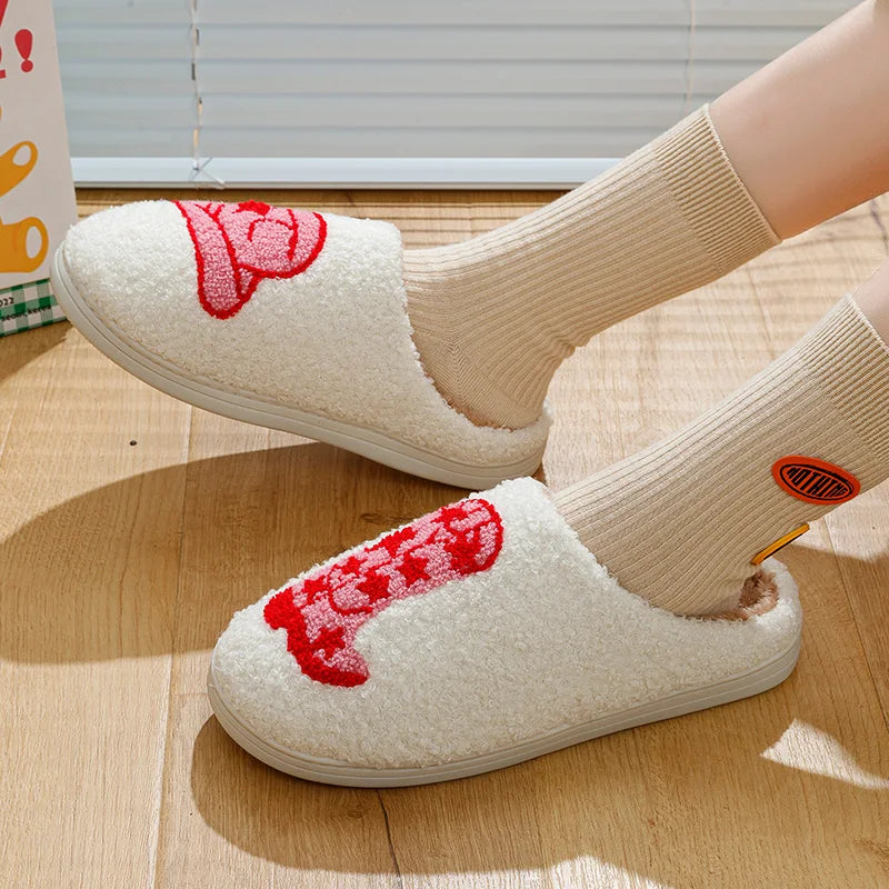 Women's Home Slippers Cowgirl Boot Hat Fluffy Country Nashville Slides Comfortable Comfy Cowboy Style Houseshoes Winter Shoes