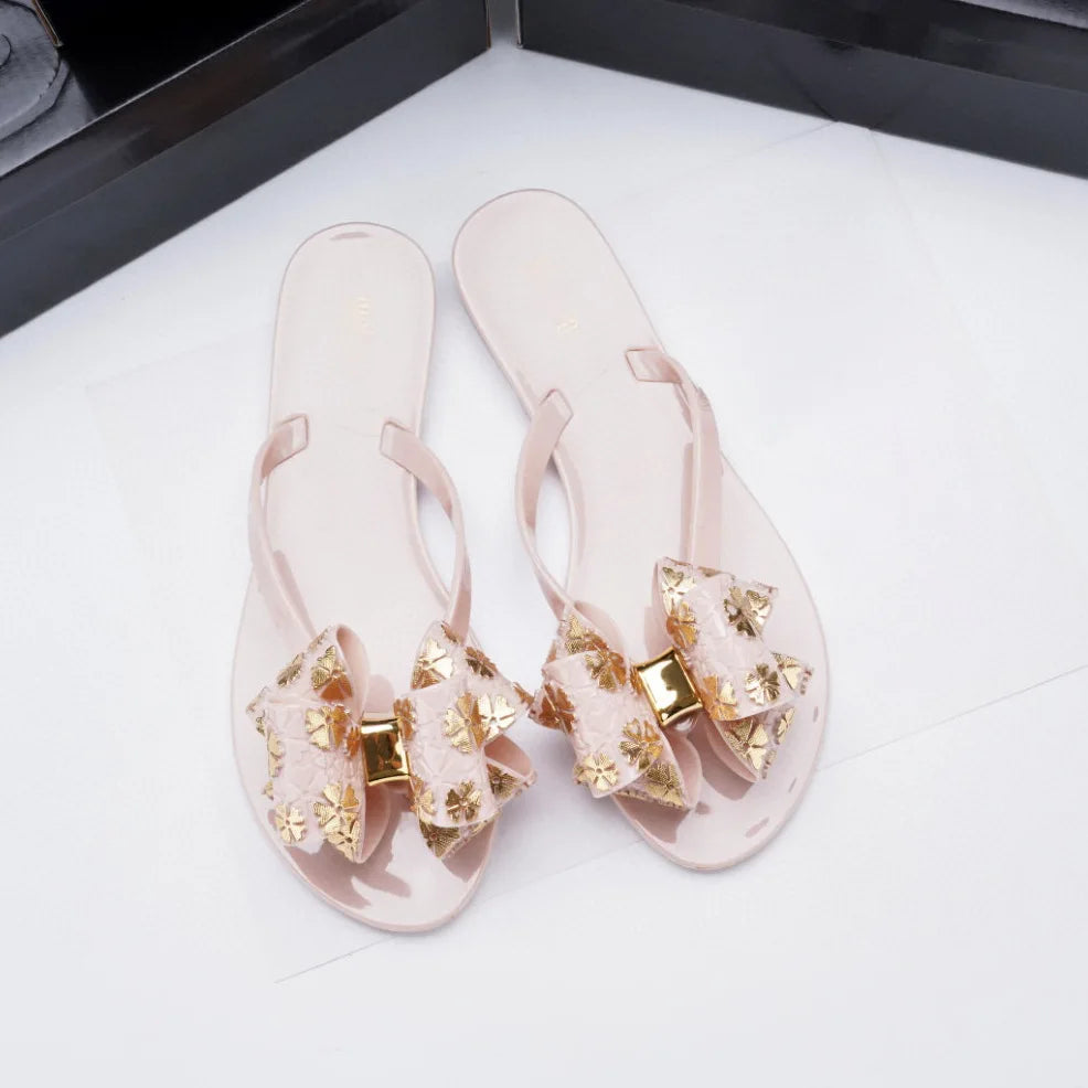 Mini Melissa Outdoor Women's Jelly Slides Sweety Girls Wide Buckle Slippers Adult Ladies Non-slip Flat Beach Vacation Shoes