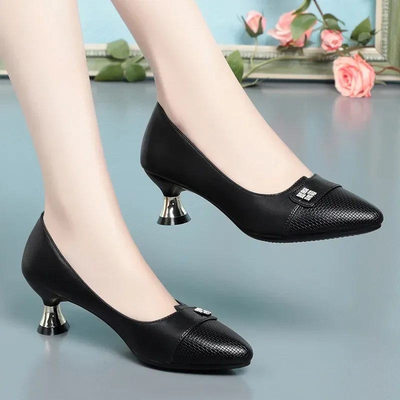 Cresfimix women fashion sweet green pu leather stiletto heels for office lady black summer high heel shoes zapatos dama a6047