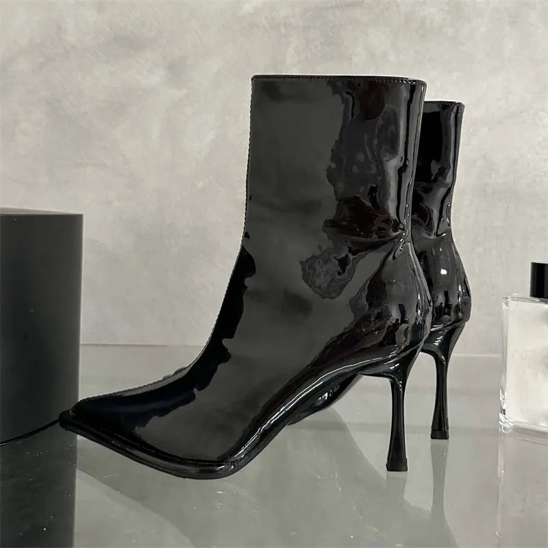 Eilyken Fashion Soft Leather Low Heel Zippers Women Ankle Boots Pointed Toe Spring Autumn Outdoor Short Ladies Shoes