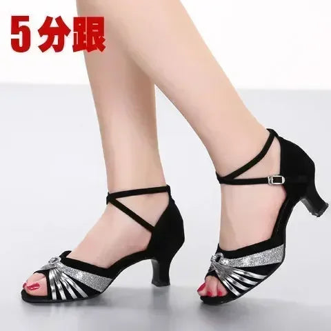 Latin Dance Shoes Women Tango Salsa Ballroom Ladies Wedding Shoes Mid Heel Heel Dance Shoe Jazz Dancing Shoes