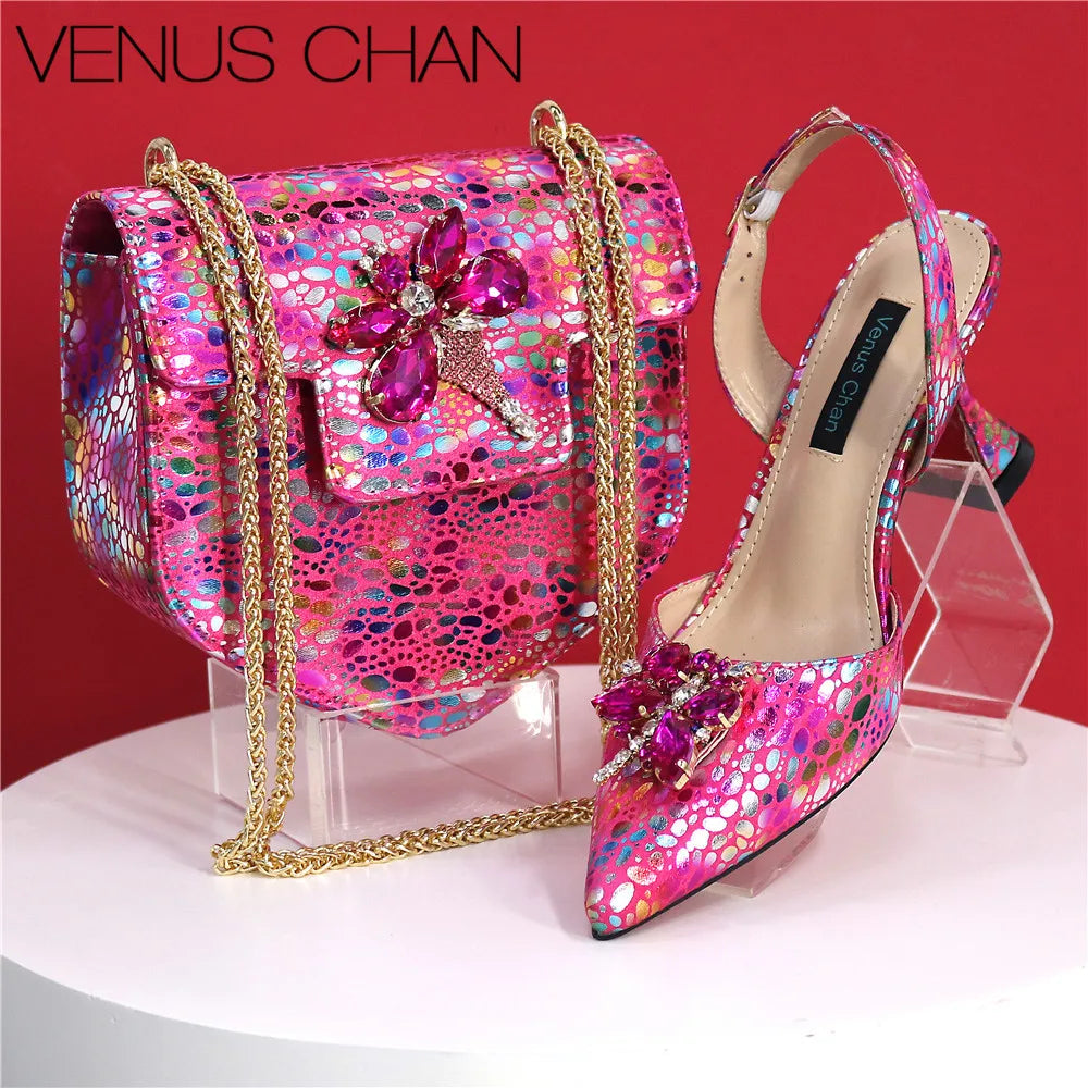 Italian Design African Ladies Party Shoes and Bag Nigerian Fashion Lace Mini Bags and High Heel Pointed Shoes