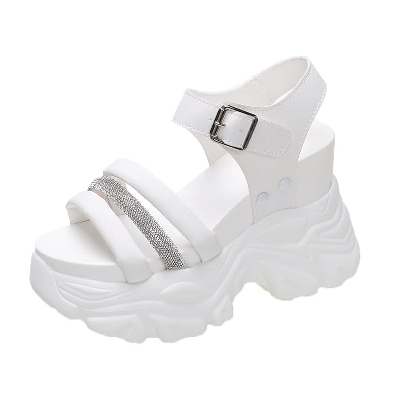 New Chunky Platform Sandals Women High Heels Sexy Open-toed Sandals Wedge Bling Sneakers 10CM Ladies Beach Summer Sandalias