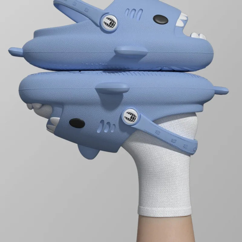 Women‘s Shark Band Slippers Summer Adults Men Indoor Bathroom Slides Couple Beach Flip Flops Anti-skid Thick Flat Shoes