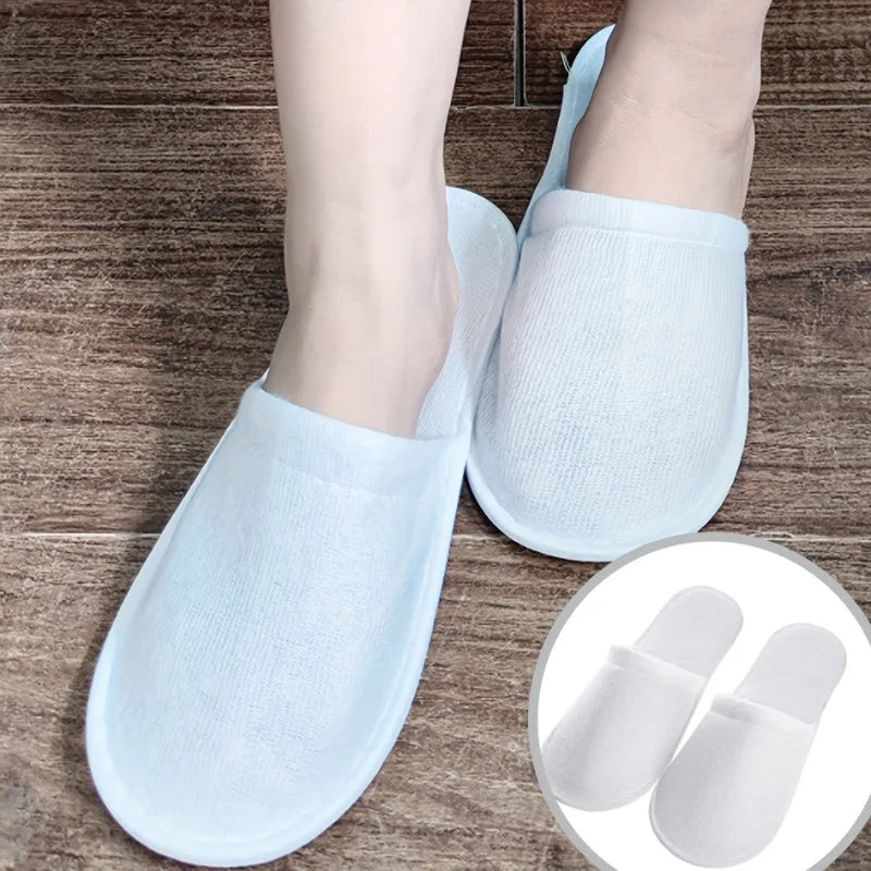 1/5/10pairs Disposable Slippers For Hotel Family Travel Beauty Salon Guests Unisex Portable Non Slip Non-woven Fabric Indoor