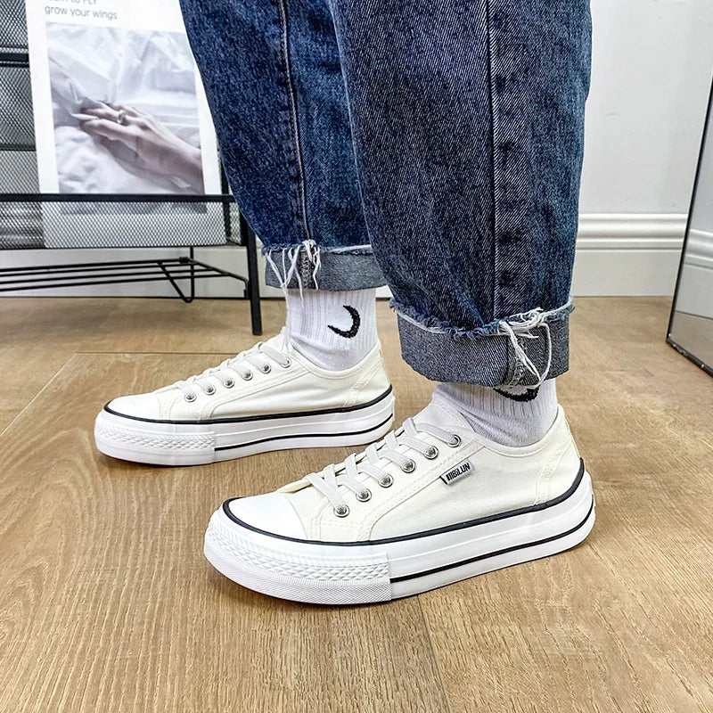 Women's Canvas Shoes 2024 Spring Lace Up Round Toe Causal Flat Shoes Student Sneakers Girls Skateboard Vulcanized Tennis Women