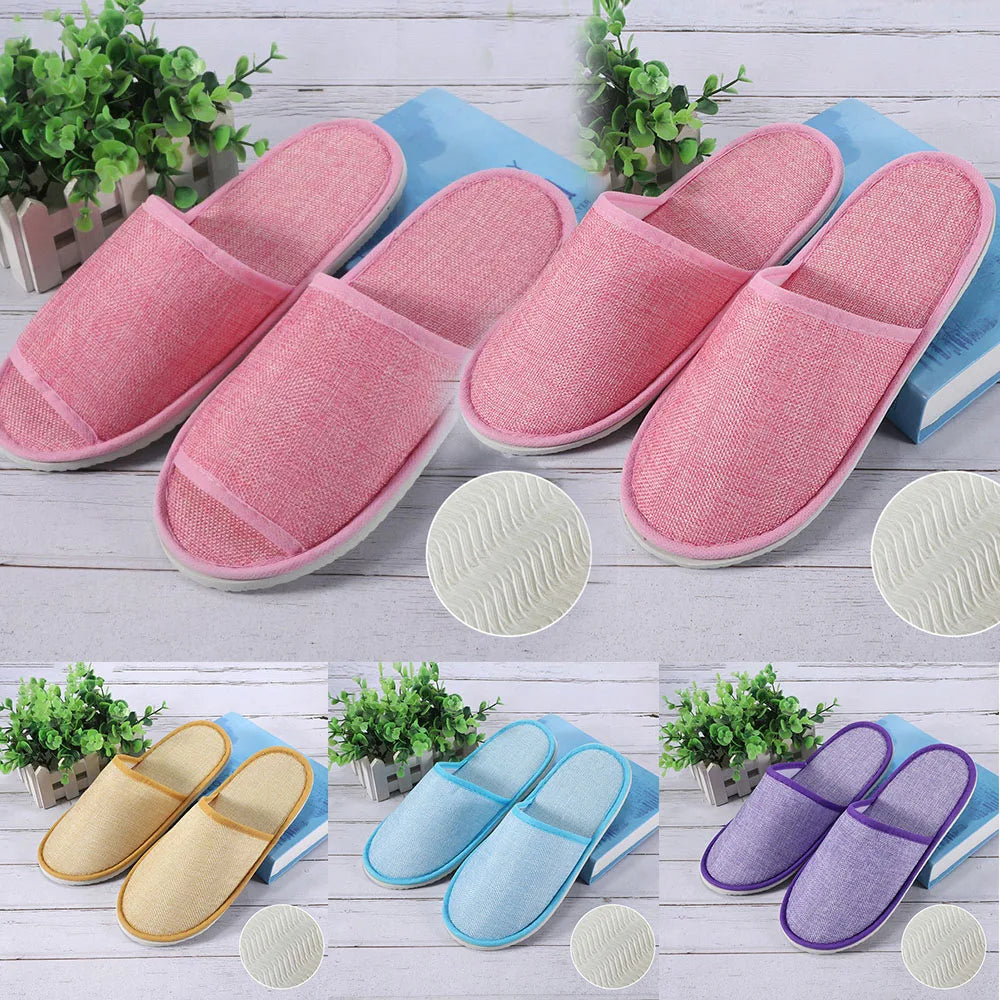 1Pair Travel Spa Hotel Non-slip Slippers Men Women Cotton Linen Flip Flop Shoes Slippers Full/Half Inclusive Guest Slippers Shoe