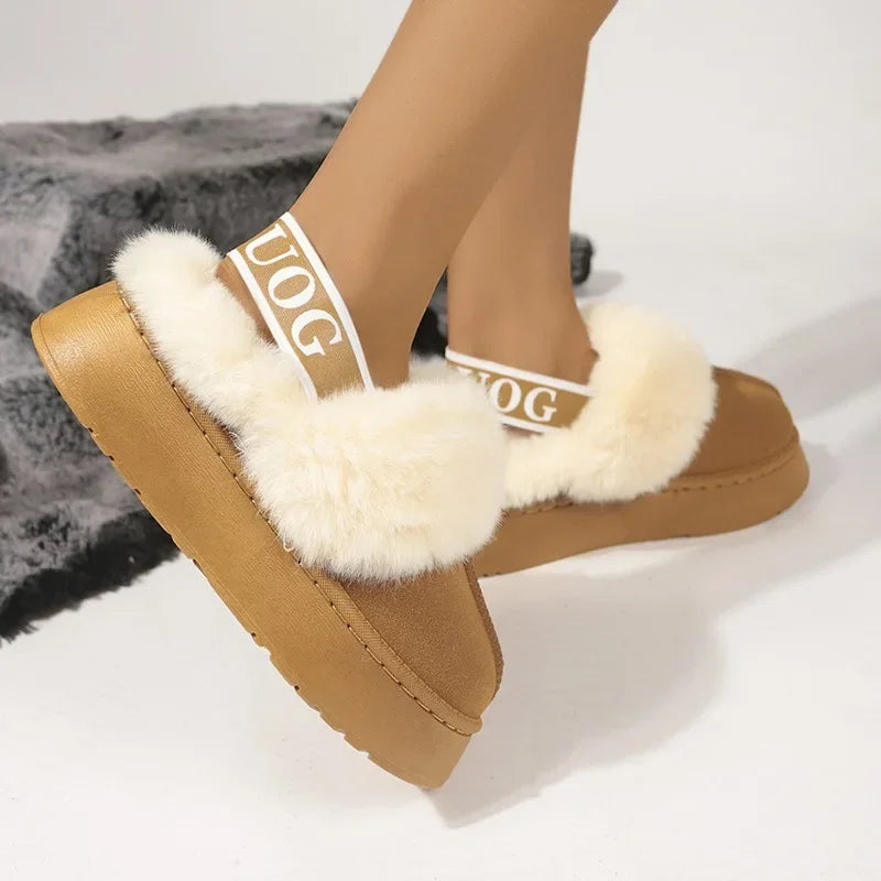 Women Boots 2024 New Women Fashion Winter Indoor Solid Color Suede Fur Boots Ladies Home Platform Warm Slip-on Women Shoes