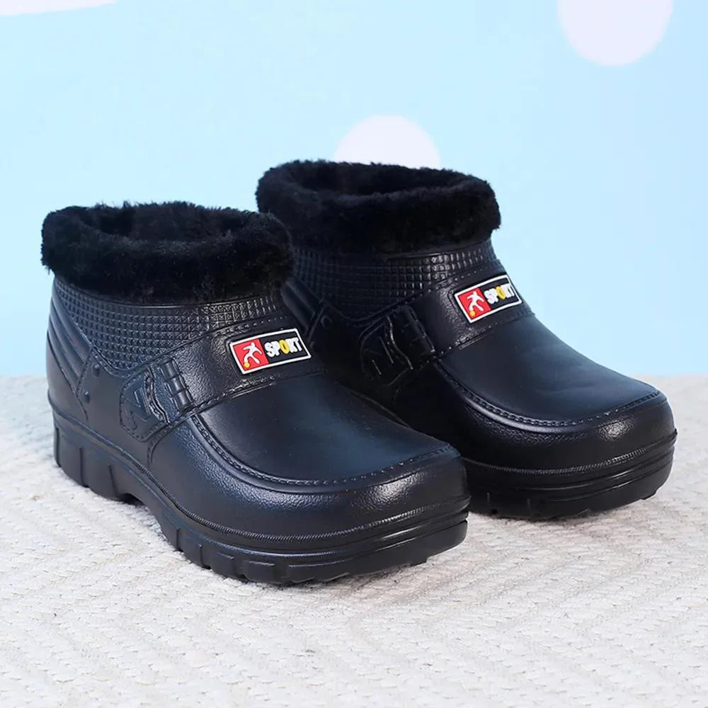Women Waterproof Rain Boots Soft-soled EVA Plus Velvet Warm Snow Boots Low-top Non-slip Kitchen Shoes Outdoor Men Fishing Shoes
