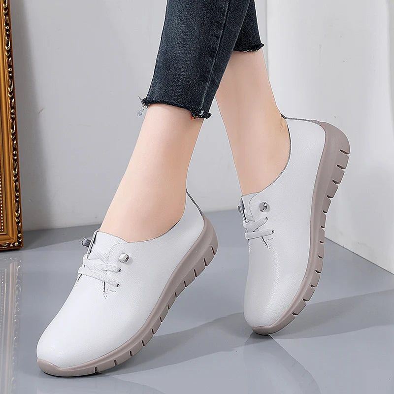 Chaussures Oxford tendance pour femmes, baskets plates décontractées en cuir, chaussures de créateur de luxe, mocassins plats légers pour femmes