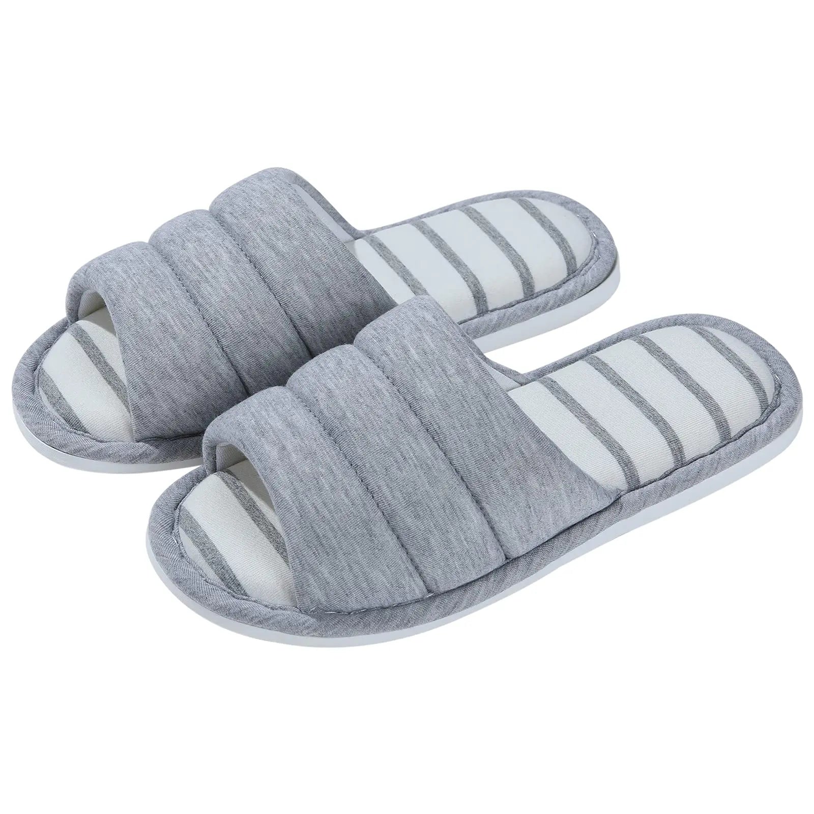Comwarm Plush House Slippers For Women And Man Open Toe Cozy Cotton Shoes Indoor Outdoor Flat Soft Breathable Non-slip Sandals