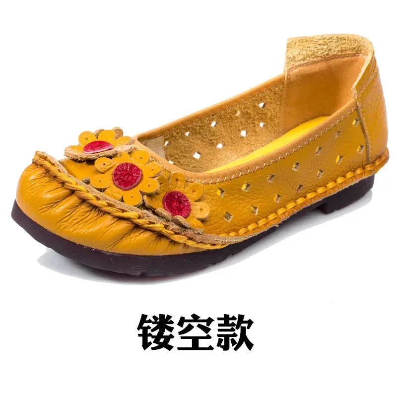 Women Genuine Leather Shoes Female Brand High Quality Comfort Flats Mom Casual Summer Shoes 2023 Fashion Oxford Flats