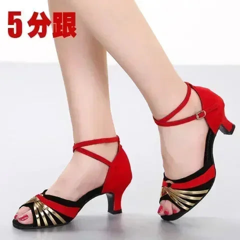 Latin Dance Shoes Women Tango Salsa Ballroom Ladies Wedding Shoes Mid Heel Heel Dance Shoe Jazz Dancing Shoes