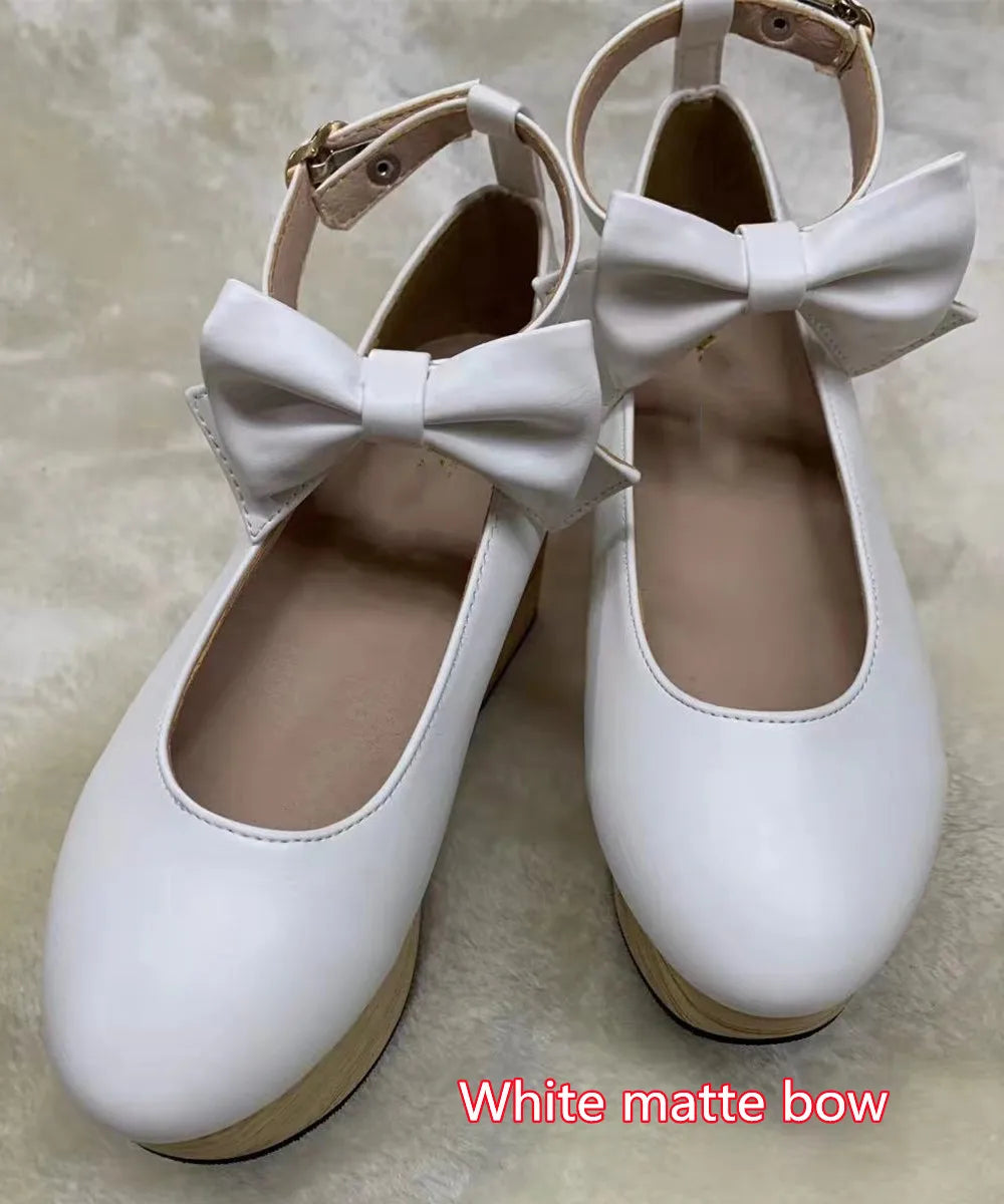 2023 new hard soled wood grain thick soled high-heeled rivets Lolita Lolita rocking horse shoes women