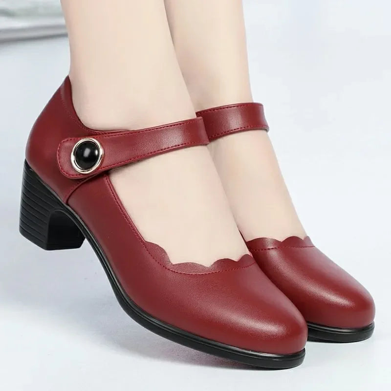 Cresfimix Women Cute Round Toe Black Patent Leather Height Increased Heel Shoes Lady Casual Street Spring Autumn Heel Shoes A818