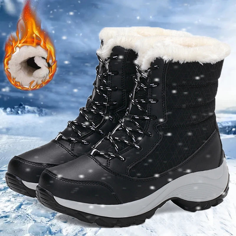 Snow Women's Boots Lightweight Woman Shoes Platform Shoes Women Plush Mid High Boots New Botas Mujer Winter Ladies Boots