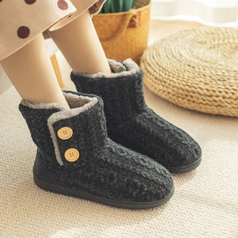 Warm Winter Booties for Women Men Slipper Booties Plush Indoor Outdoor