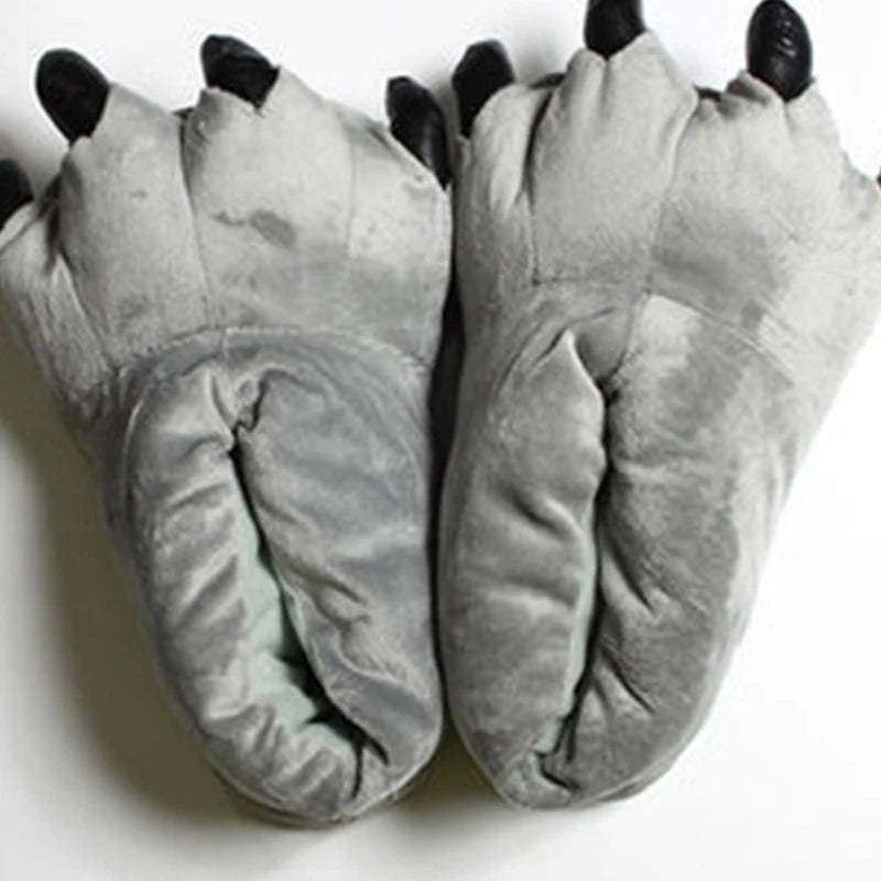 Flannel Animal Home Cute Cartoon Jumpsuit Pajamas For Couples Children's Winter Paws Cotton Mop Bags And Home Dinosaur Slippers