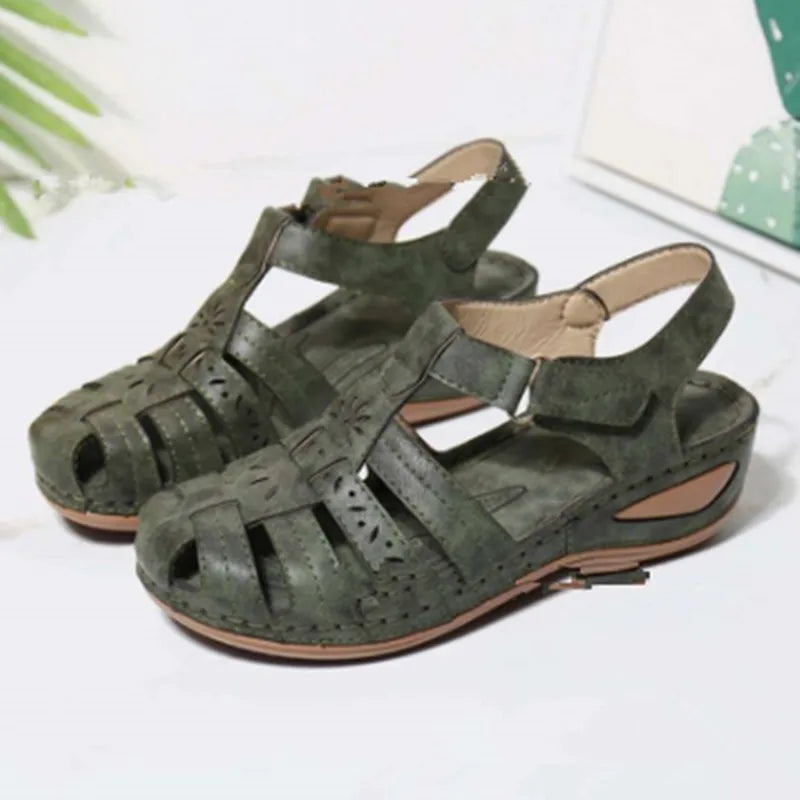 Fashion Women Sandals on Round Female Casual Comfortable Outdoor Fashion 2024 Plus Size Shoes Women Retro Shoes