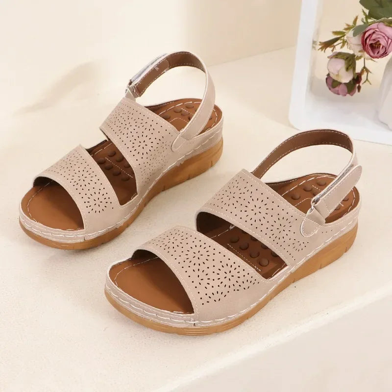2024 High Quality Shoes Female Plus Size Women's Sandals Summer Casual Sandals Women Hollow Platform Wedge Rome Shoes Women