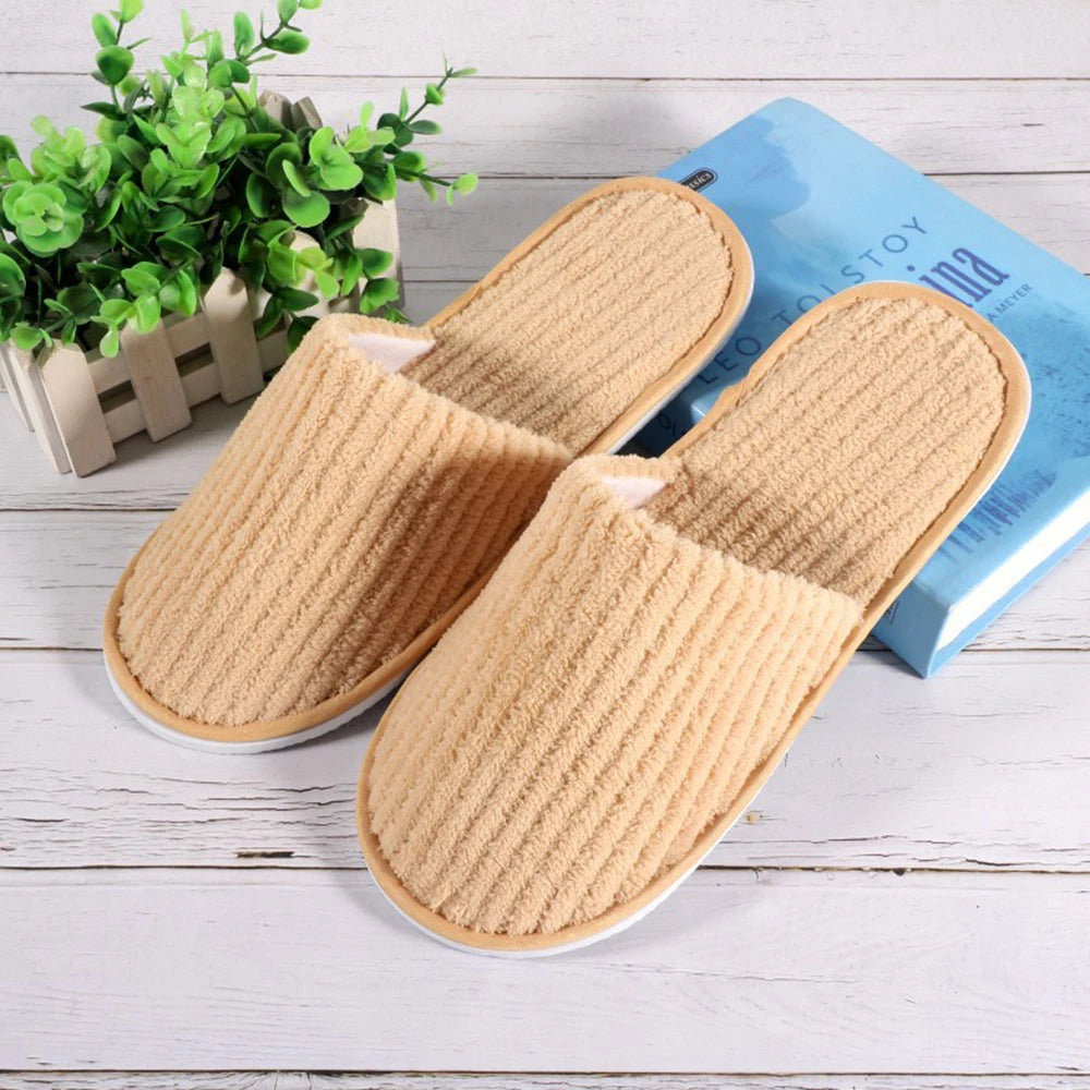 Coral Fleece Cheap Hotel Slippers Travel SPA Slipper Non-slip Soft Home Guest Shoes All-inclusive Slippers Solid Color Slippers