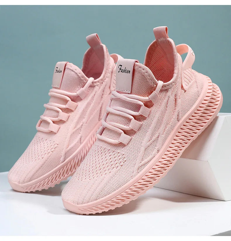 Women Casual Shoes Breathable Walking Mesh Lace Up Platform Vulcanized Shoes Female Outdoor Running Sneakers Trainers Ladies