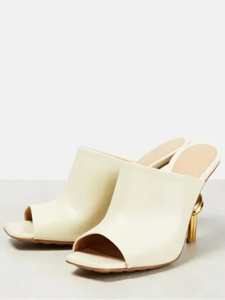 2025 Summer New 10cm Thin High Heel Women's Sandals Fashion Toothed Irregular High Heel Party Skirt 43 Large Cool Slippers