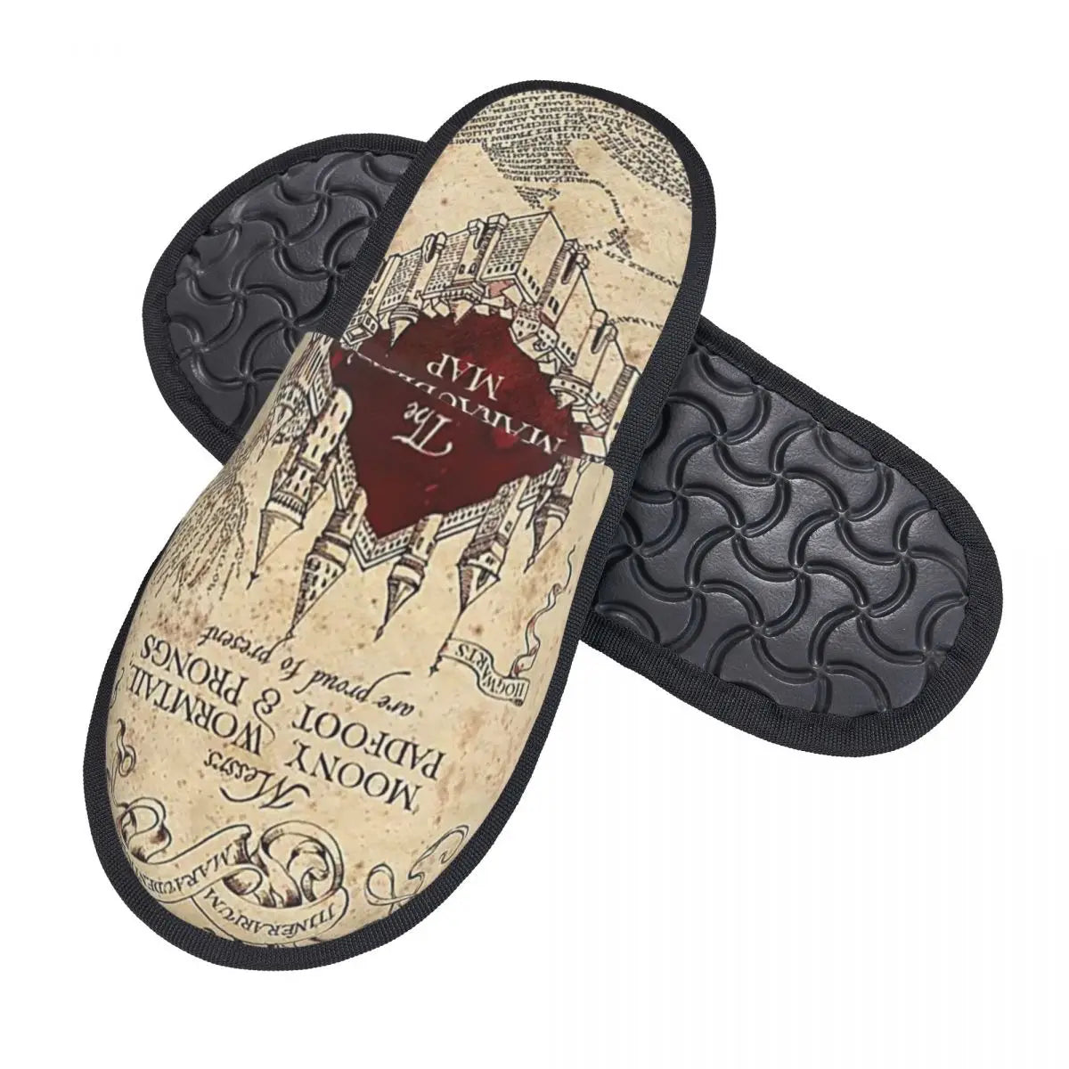 Custom Magic Marauders Map House Slippers Women Comfy Memory Foam Potters Slip On Spa Slipper Shoes
