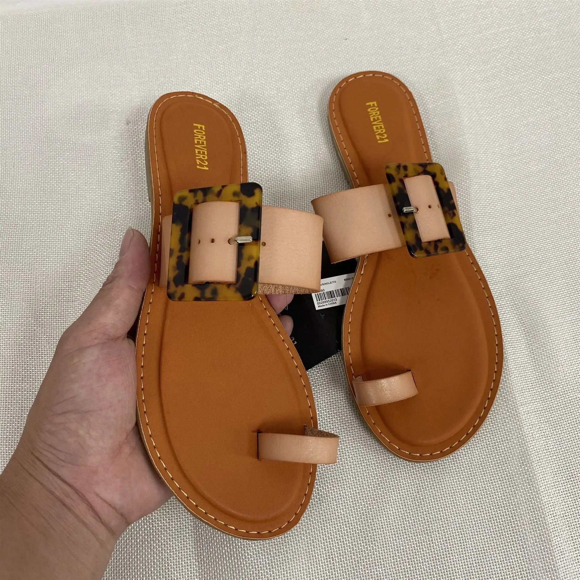 Women Leather Summer Sandals Shoes Retro design Thin Straps Open Toe Beach Slides Flat with Plus Size 41 Female Footwear