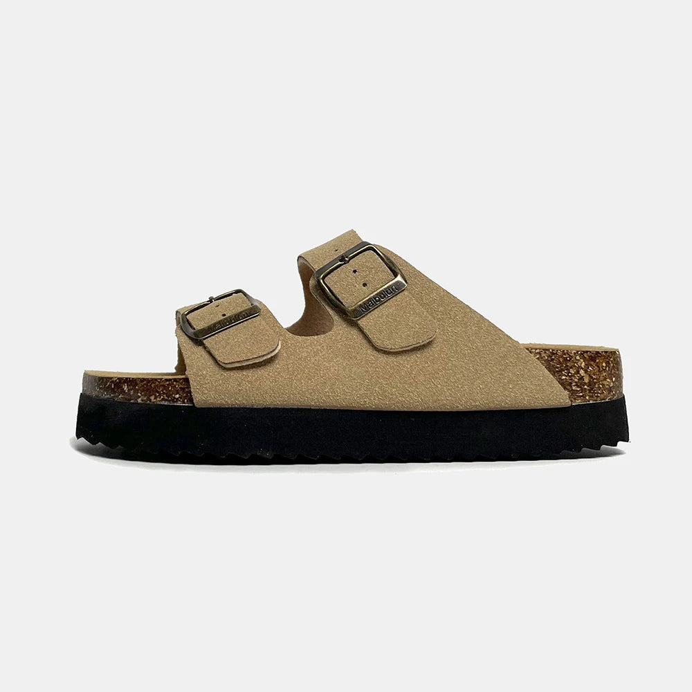 Slippers Woman Double Buckle Casual 4cm Thick Bottom Classic Brand Women Slippers