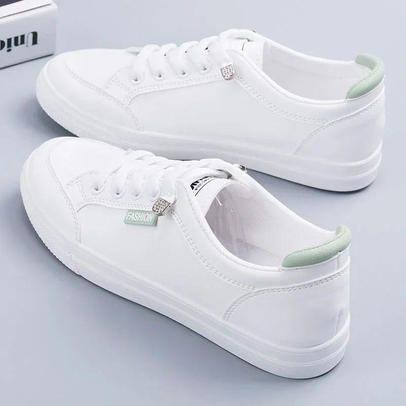 Women's sports shoes vulcanized Spring and autumn breathable flat solid color mesh shoes young women casual white shoes