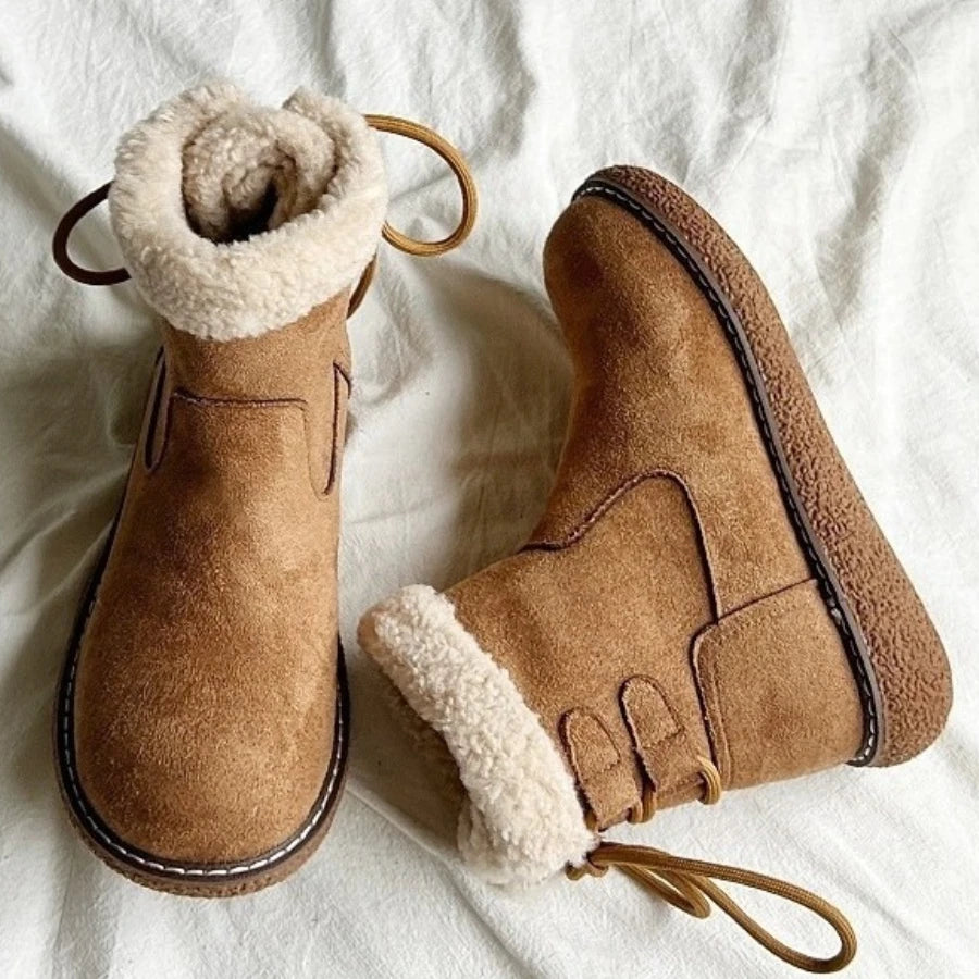 Flats Platform Snow Boots Woman Ankle Suede Warm Cozy Casual Shoes Women 2024 Trend Winter Short Plush Goth Zapatillas Female