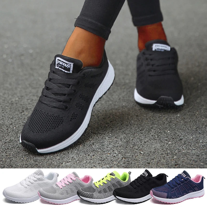 Baskets pour femmes Chaussures décontractées Plates Air Mesh Respirantes Entraîneurs Chaussures pour dames Baskets féminines Chaussures pour femmes Basket Tenis Feminino