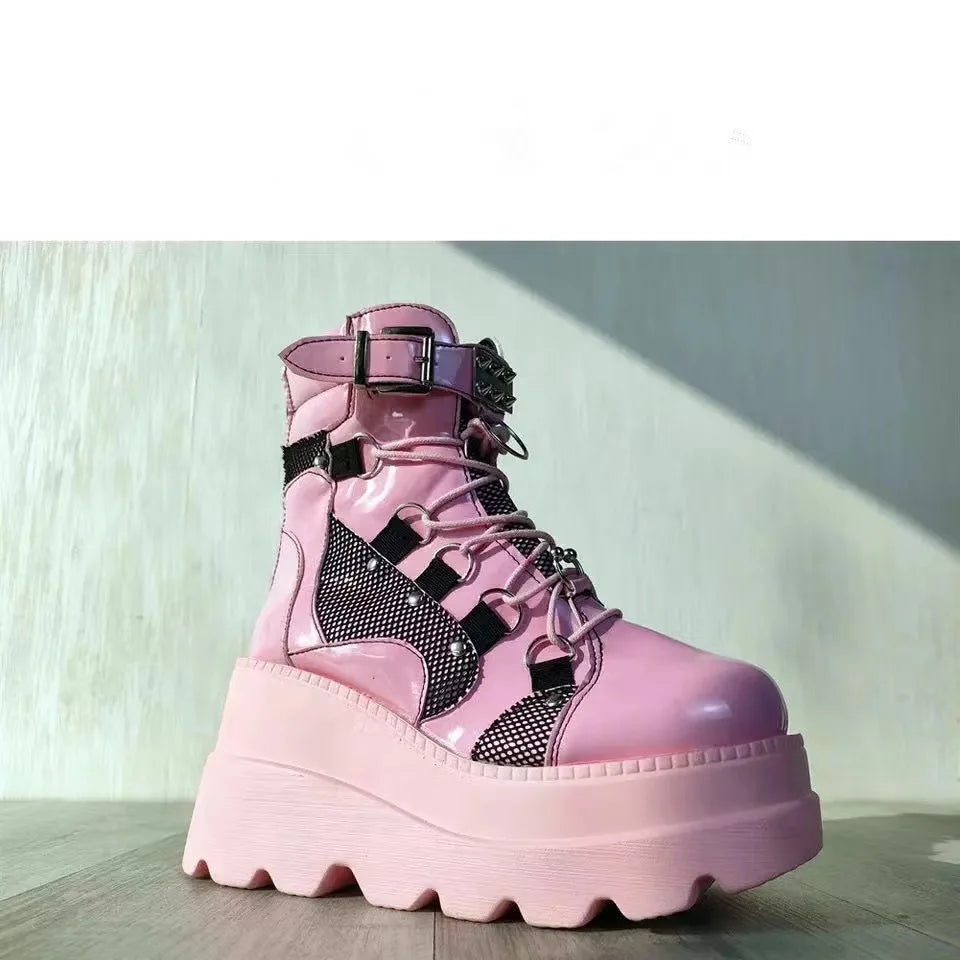 Women's Boots 2022 Autumn Women Ankle Boots Platform Wedges High Heels Short Boots New Fashion Design Zip Cosplay Shoes of Women