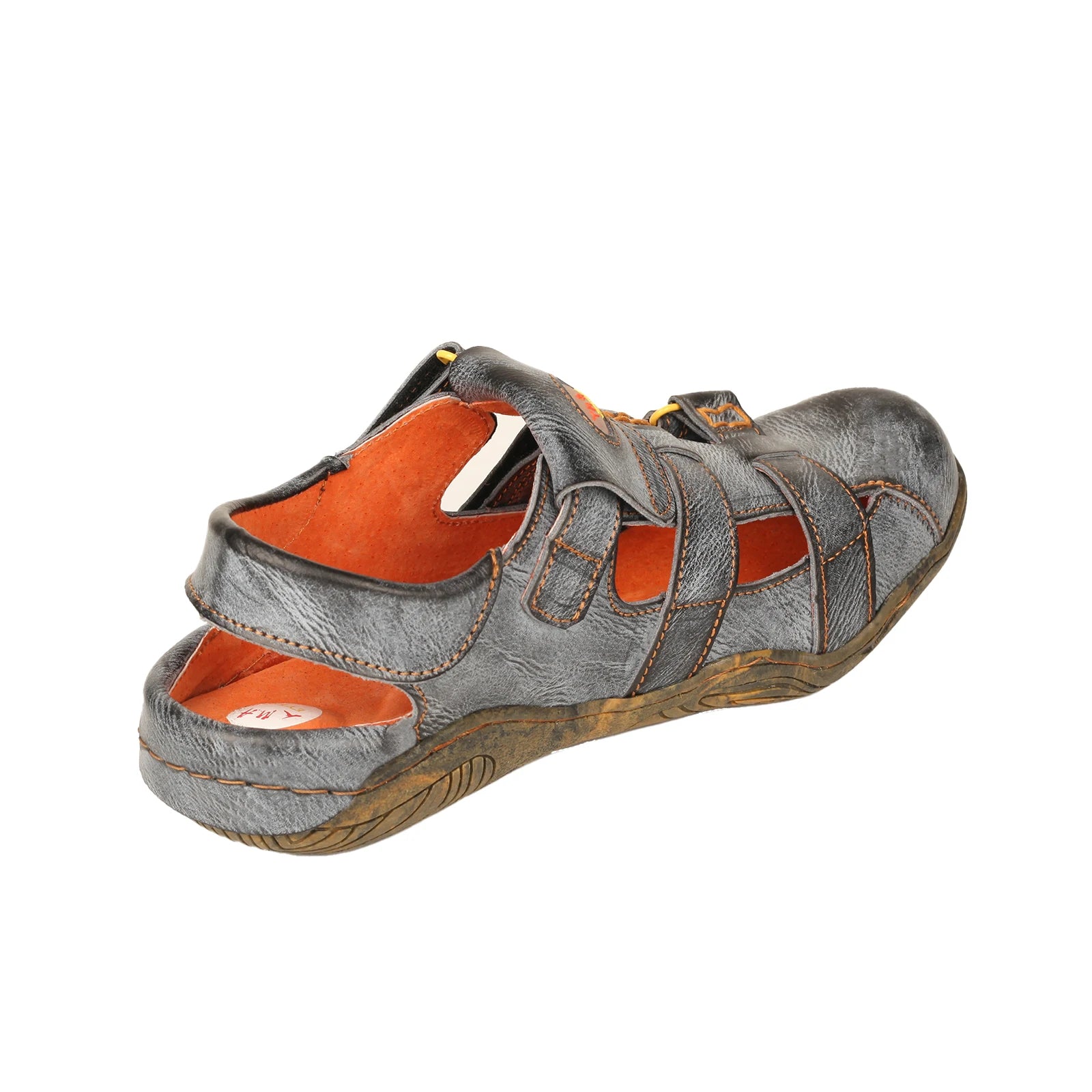 TMA EYES Women's Hook and Loop Closed-Toe Leather Sandal