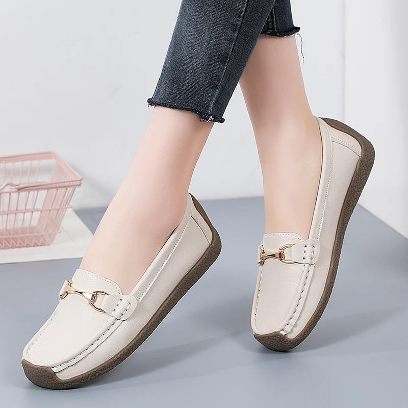 2024 neue Frauen Schuhe Wohnungen Leder Mokassins Turnschuhe Frau Casual Schuhe Slip-on Loafers Weibliche Boot Schuhe Große Größe 44