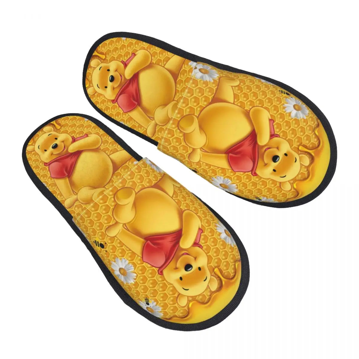 Custom Winnie The Pooh Memory Foam Slippers Women Comfy Warm Cartoon Bear House Slippers