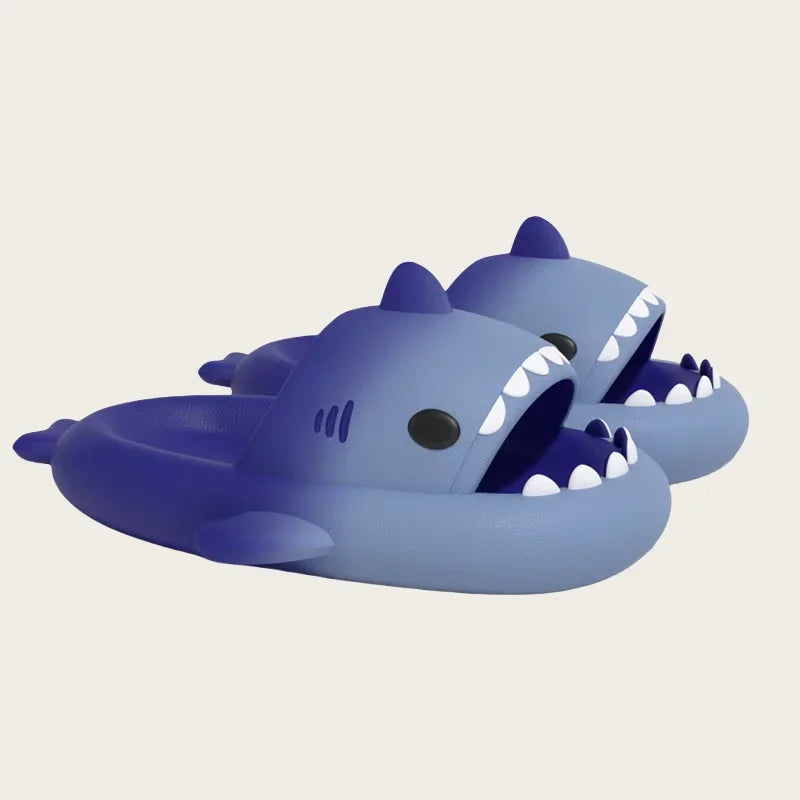 2024 Lovely Summer Gradient Shark Slippers Girls Home Soft Flat Sandals Men Beach Cool Non-slip Slides Adults Cartoon Flip Flops