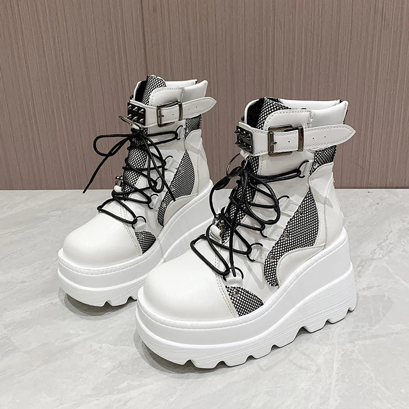 Women's Boots 2023 Autumn Women Ankle Boots Platform Wedges High Heels Short Boots New Fashion Design Zip Cosplay Shoes of Women