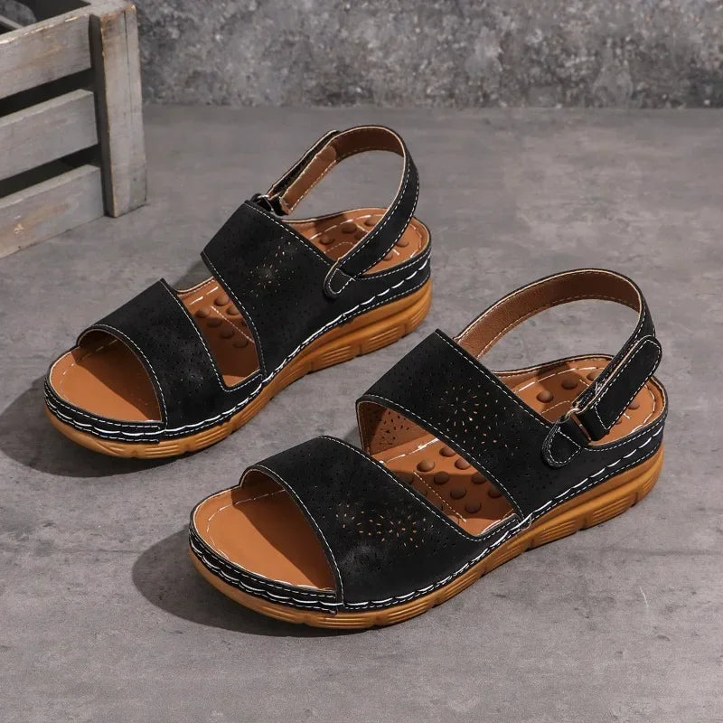 2024 High Quality Shoes Female Plus Size Women's Sandals Summer Casual Sandals Women Hollow Platform Wedge Rome Shoes Women