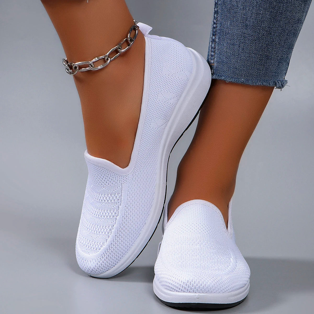 Spring new women's sports shoes, fashionable, breathable, lightweight, non-slip, wear-resistant, casual sports shoes, flat shoes