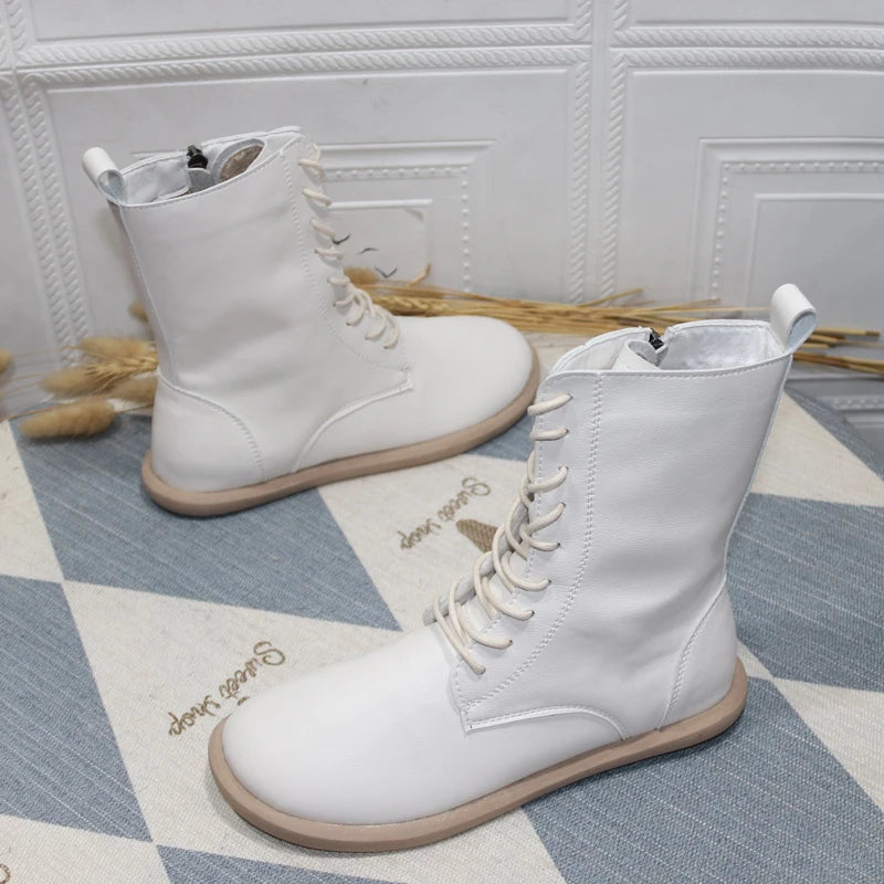 Careaymade-Genuine leather women's shoes Flat Bottom Large Size Slim Korean casual women's Boots warm winter Boots size35-43