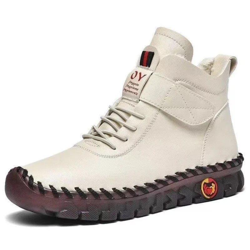 Bottes d'hiver blanches en coton pour femmes, chaussures de maman pour femmes, nouvelles bottes de neige courtes et imperméables, garde au chaud, bottes longues marron, 2024