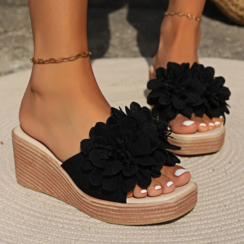 Luxury Sandals Women Designers Wedges Sandals Women Slippers Summer Beach Platform Shoes Flower Women High Heel Slippers Fashion