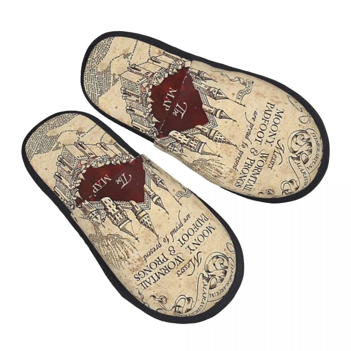 Custom Magic Marauders Map House Slippers Women Comfy Memory Foam Potters Slip On Spa Slipper Shoes