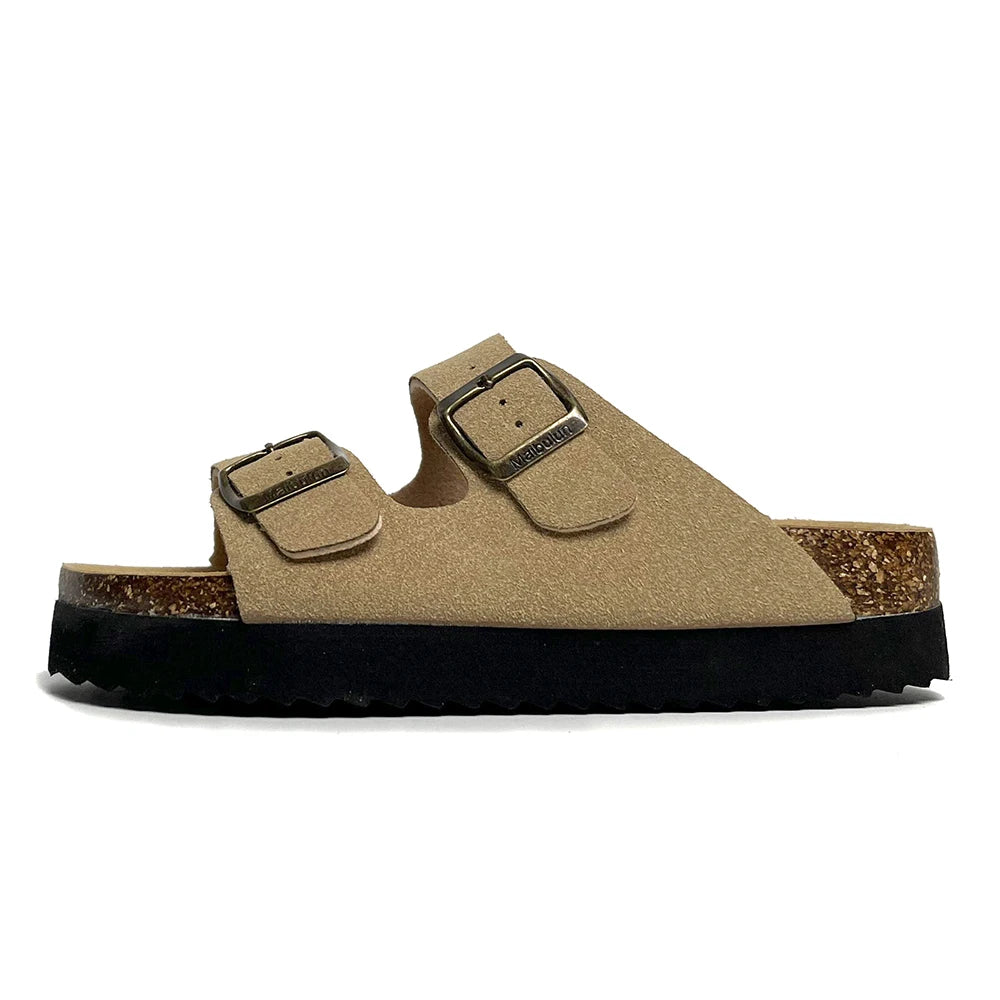 Slippers Woman Double Buckle Casual 4cm Thick Bottom Classic Brand Women Slippers