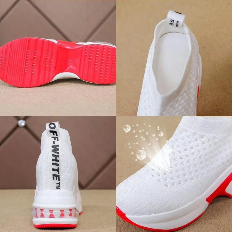 Net Women's Breathable Casual Sneakers Platform Shoes Comfortable Womens Vulcanized Shoes Lightweight Wedges Slip on Zapatillas