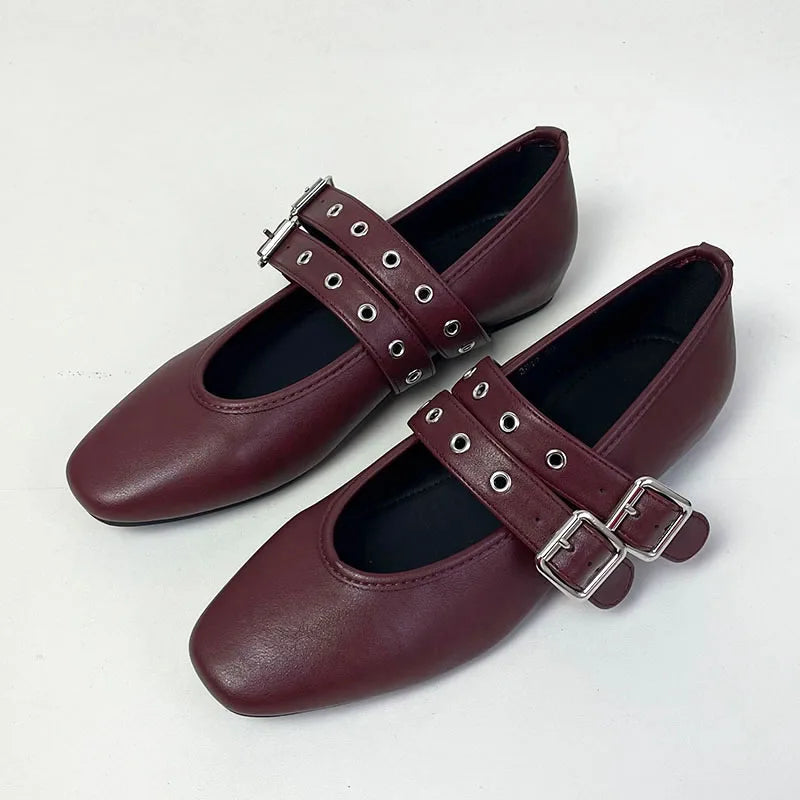 Female Buckle Strap Footwear Ballet Flats Fashion Women Dance Shoes Spring Round Toe Ladies Flats With Lolita Shoes