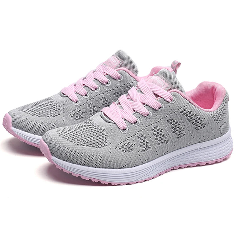Sneakers For Women Breathable Fashion 2024 New Walking Plus Size Sneakers Women Mesh Fabric Lace Up Female Footwear Ladies Shoes